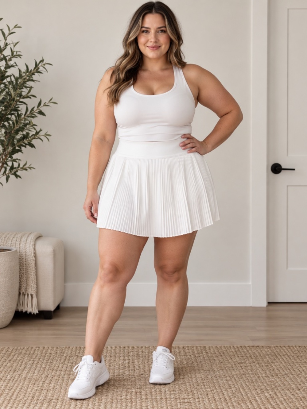 GapFit Pleated Skort XXL White Tennis Golf Athletic Skirt Built-In Shorts NWT